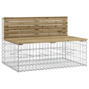 Bancă grădină, design gabion, 103x70x65 cm, lemn pin impregnat