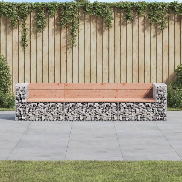 Bancă de grădină tip gabion 287x71x65,5 cm, lemn masiv Douglas