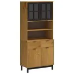 Dulap cu uși din sticlă „FLAM”, 80x40x180 cm, lemn masiv de pin