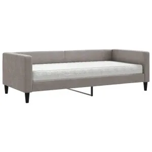 Pat de zi cu saltea, gri taupe, 90×200 cm, textil