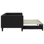 Pat de zi cu extensie, negru, 80×200 cm, textil