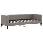 Pat de zi cu extensie și saltele, gri taupe, 80×200 cm, textil