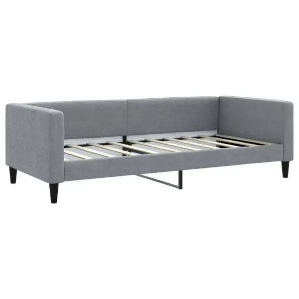 Pat de zi cu extensie și saltele, gri deschis 90×190 cm textil