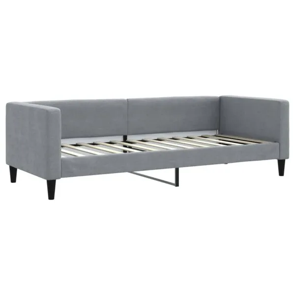 Pat de zi cu extensie și sertare, gri deschis, 80×200 cm textil