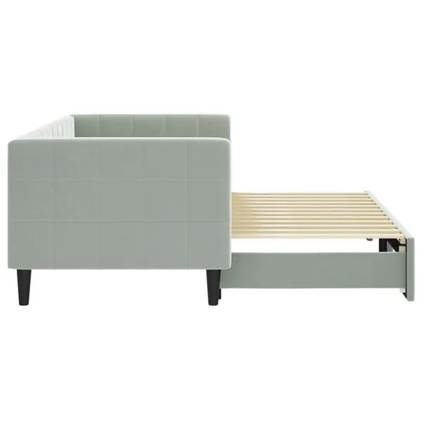 Pat de zi cu extensie, gri deschis, 80×200 cm, catifea