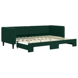 Pat de zi cu extensie, verde închis, 80×200 cm, catifea