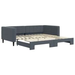 Pat de zi cu extensie, gri închis, 100×200 cm, catifea