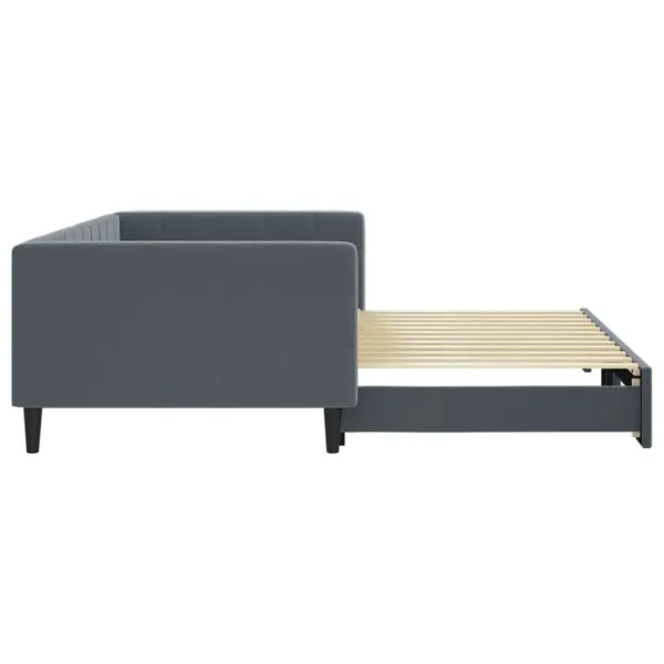 Pat de zi cu extensie, gri închis, 100×200 cm, catifea