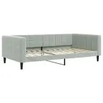 Pat de zi cu extensie și saltele gri deschis 100×200 cm catifea