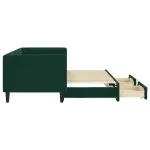 Pat de zi cu extensie și sertare verde închis 80×200 cm catifea