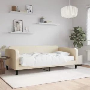 Pat de zi cu saltea, crem, 80×200 cm, textil