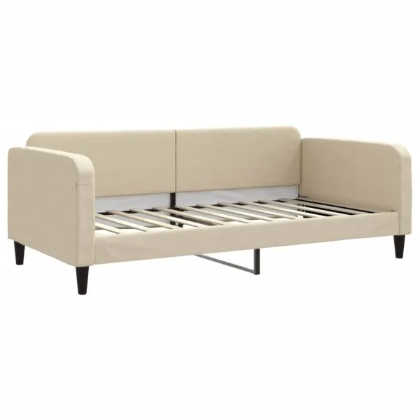 Pat de zi cu saltea, crem, 100×200 cm, textil