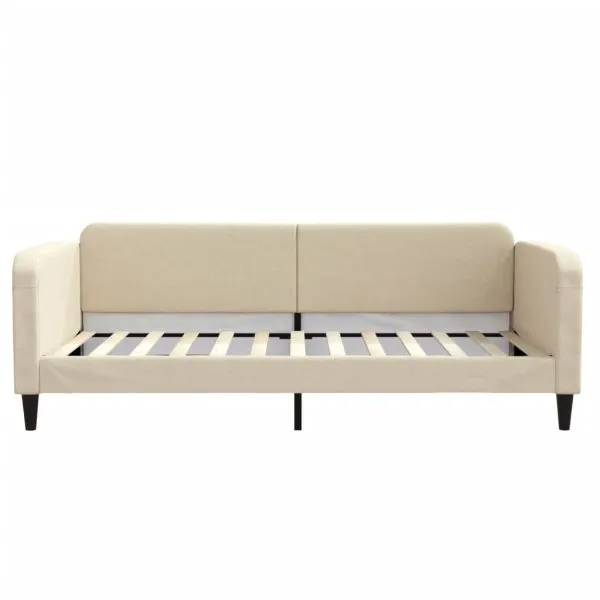 Pat de zi cu saltea, crem, 100×200 cm, textil