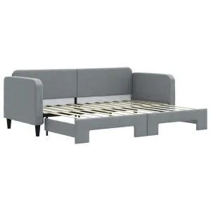 Pat de zi cu extensie, gri deschis, 80×200 cm, textil