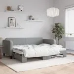 Pat de zi cu extensie, gri deschis, 80×200 cm, textil