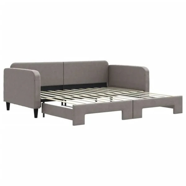 Pat de zi cu extensie, gri taupe, 100×200 cm, textil
