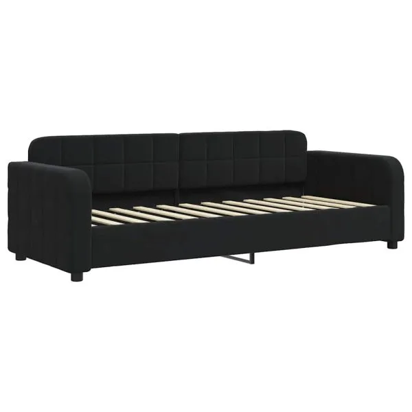 Pat de zi cu saltea, negru, 80×200 cm, catifea