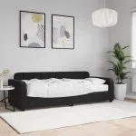 Pat de zi cu saltea, negru, 80×200 cm, catifea