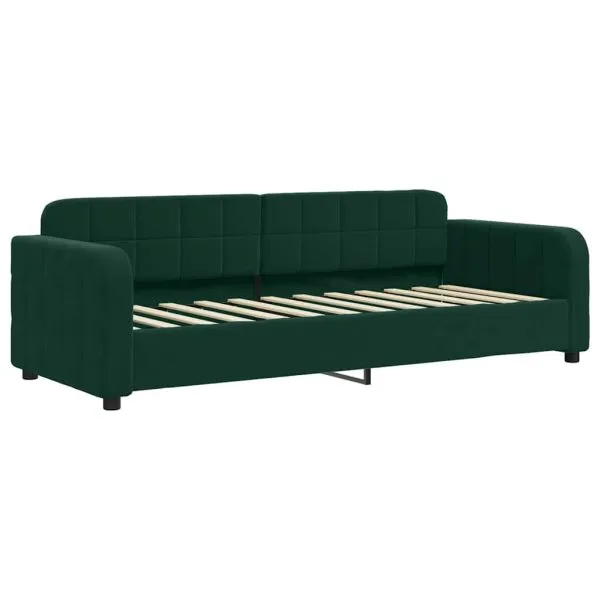 Pat de zi cu extensie și saltele verde închis 80×200 cm catifea
