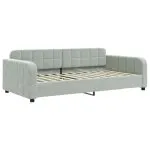 Pat de zi cu extensie și saltele gri deschis 100×200 cm catifea