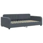 Pat de zi cu extensie și saltele, gri închis 100×200 cm catifea