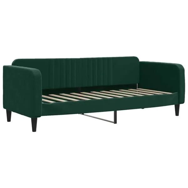 Pat de zi cu saltea, verde închis, 80×200 cm, catifea