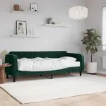 Pat de zi cu saltea, verde închis, 80×200 cm, catifea
