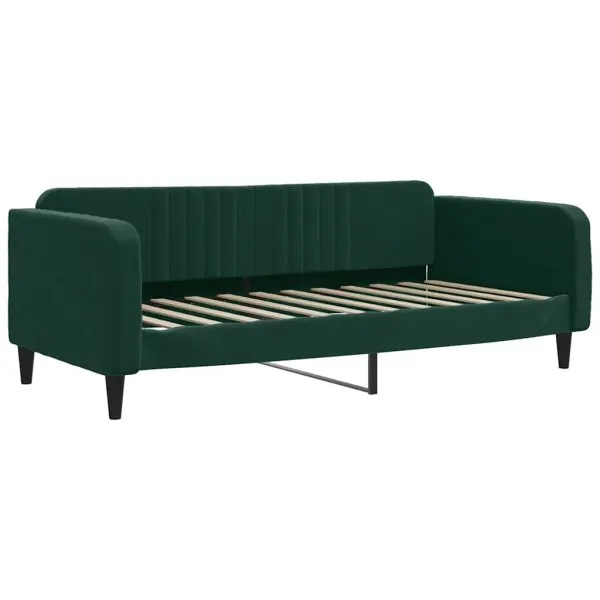 Pat de zi cu saltea, verde închis, 100×200 cm, catifea