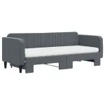Pat de zi cu extensie și saltele gri închis 80×200 cm catifea