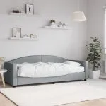 Pat de zi cu saltea, gri deschis, 80×200 cm, textil
