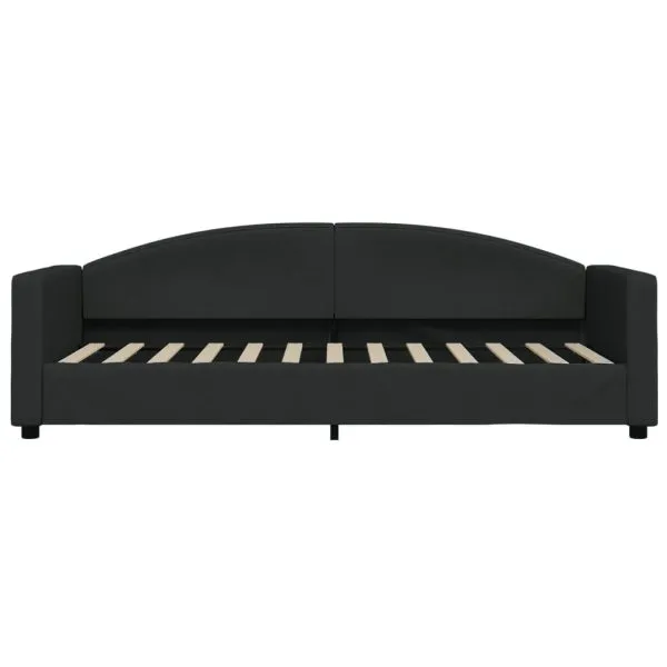 Pat de zi cu saltea, negru, 80×200 cm, textil