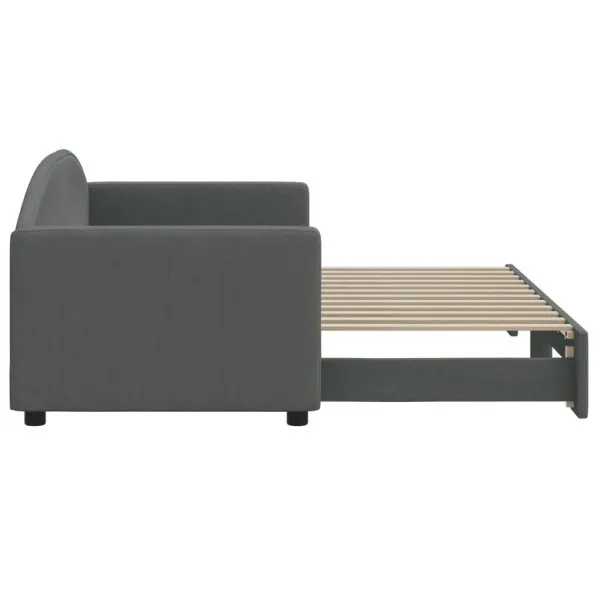 Pat de zi cu extensie, gri închis, 80×200 cm, textil