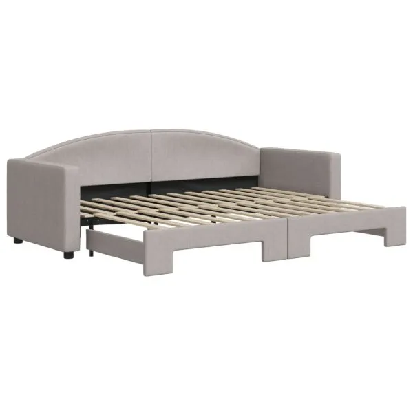 Pat de zi cu extensie, gri taupe, 80×200 cm, textil