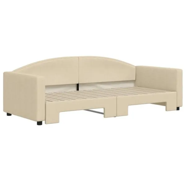 Pat de zi cu extensie, crem, 90×200 cm, textil