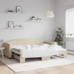 Pat de zi cu extensie, crem, 90×200 cm, textil
