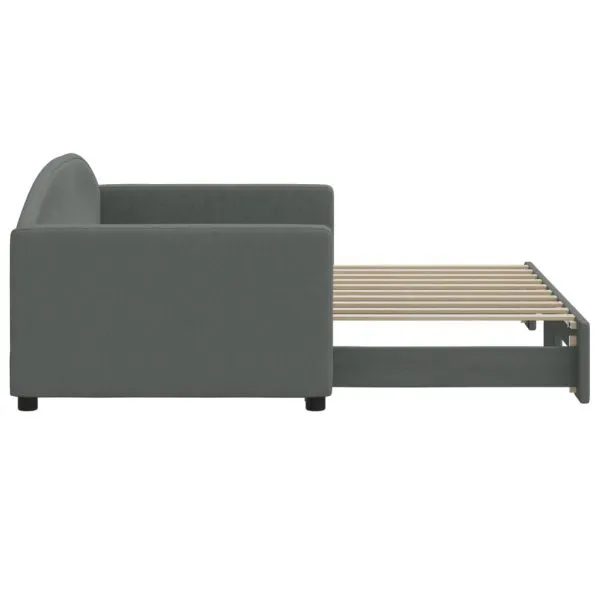 Pat de zi cu extensie, gri închis, 90×190 cm, textil