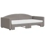 Pat de zi cu extensie și saltele, gri taupe, 100×200 cm, textil