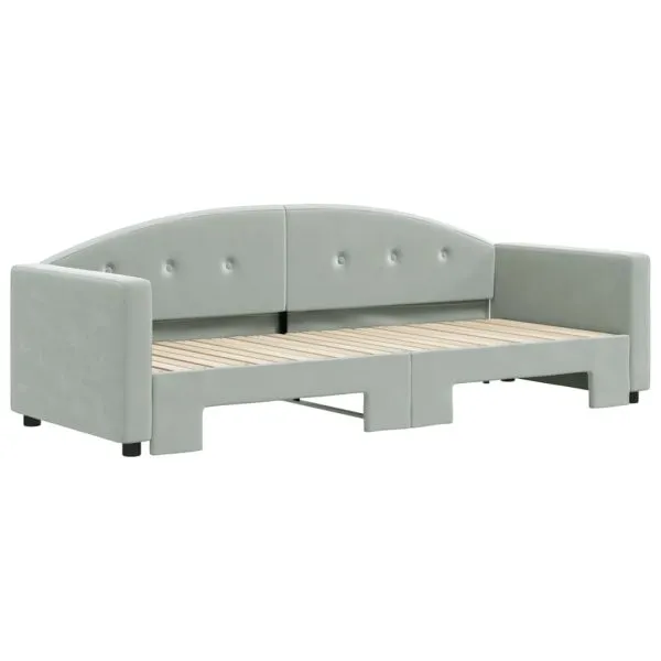 Pat de zi cu extensie, gri deschis, 80×200 cm, catifea