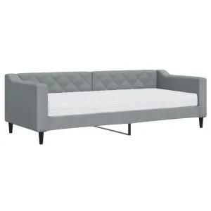 Pat de zi cu saltea, gri deschis, 80×200 cm, textil