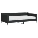 Pat de zi cu saltea, negru, 100×200 cm, textil