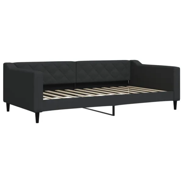 Pat de zi cu saltea, negru, 100×200 cm, textil