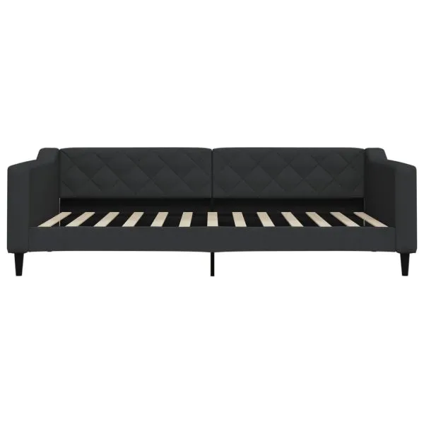 Pat de zi cu saltea, negru, 100×200 cm, textil