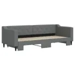 Pat de zi cu extensie, gri închis, 80×200 cm, textil