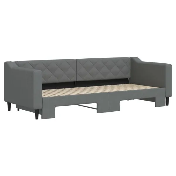 Pat de zi cu extensie, gri închis, 80×200 cm, textil