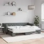 Pat de zi cu extensie, gri închis, 80×200 cm, textil