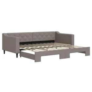 Pat de zi cu extensie, gri taupe, 90×200 cm, textil