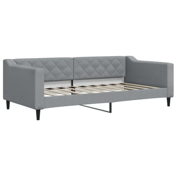 Pat de zi cu extensie, gri deschis, 90×190 cm, textil
