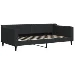 Pat de zi cu extensie și sertare, negru, 90x190cm, textil