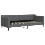 Pat de zi cu extensie și sertare, gri închis, 80×200 cm textil
