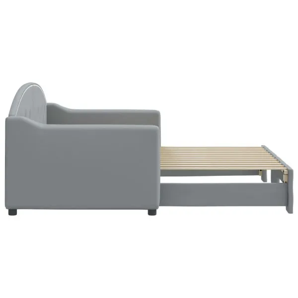 Pat de zi cu extensie, gri deschis, 80×200 cm, textil